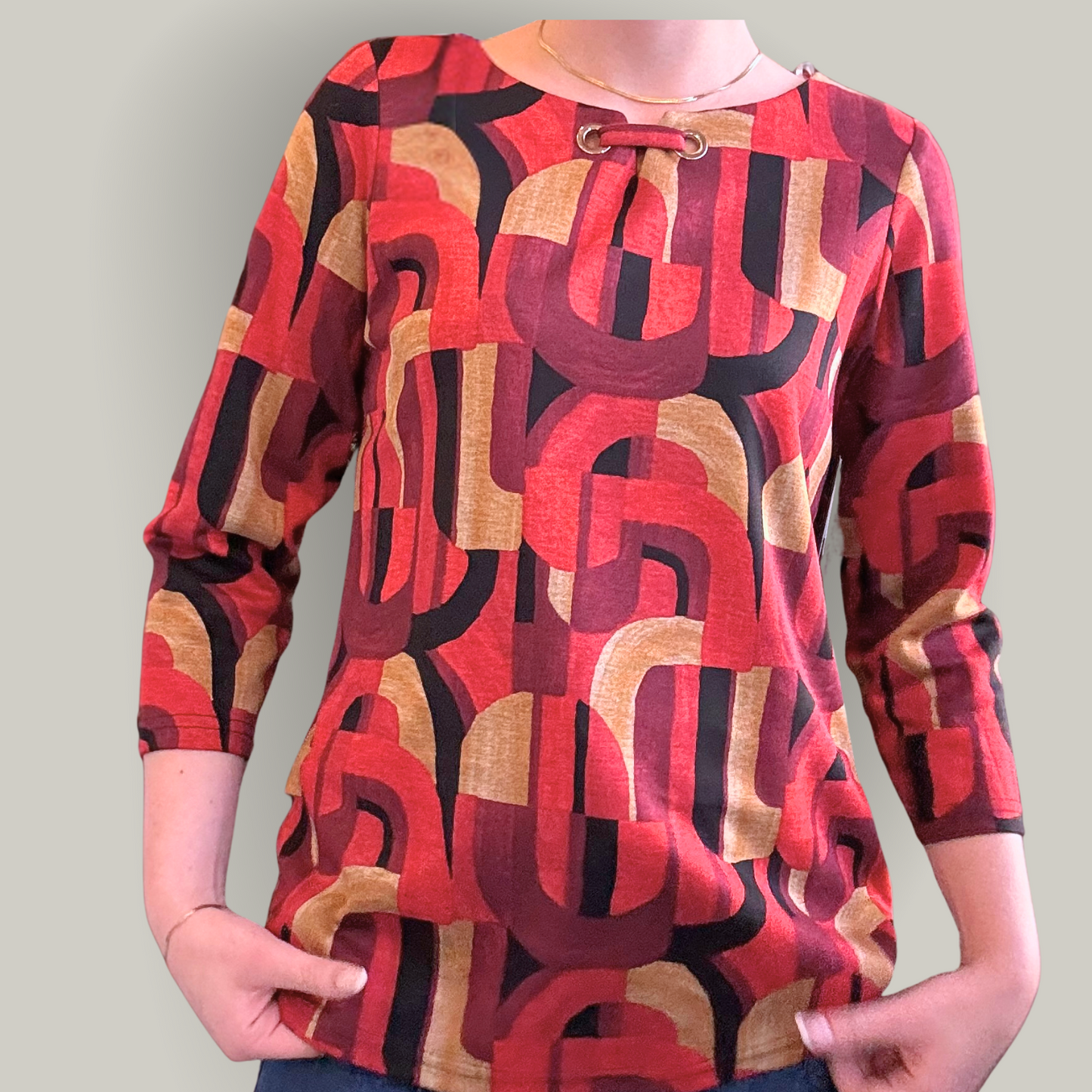 Lasania - 3/4 Sleeve Patterned Top