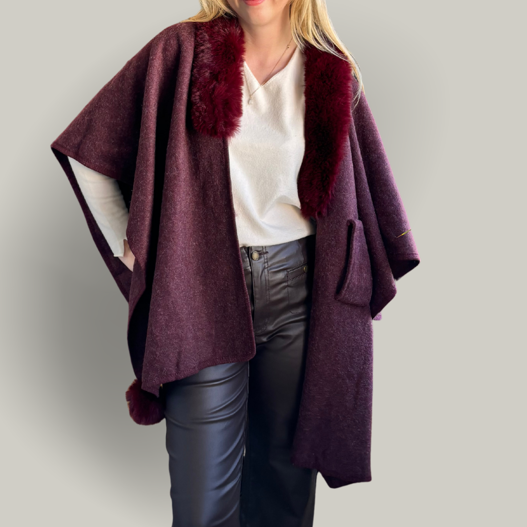 Alina - Faux Fur Collar Cape