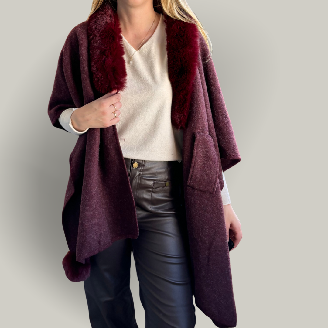 Alina - Faux Fur Collar Cape