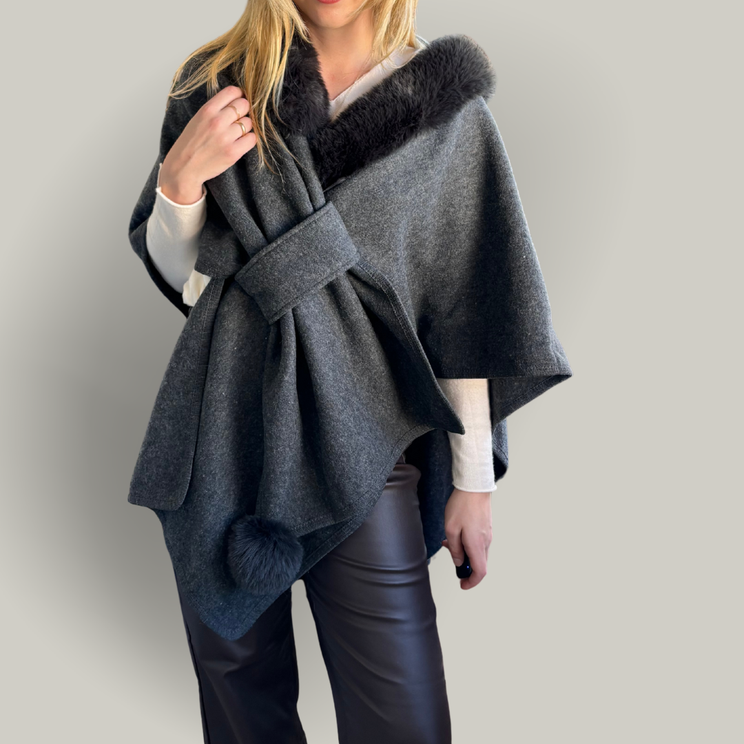 Alina - Faux Fur Collar Cape