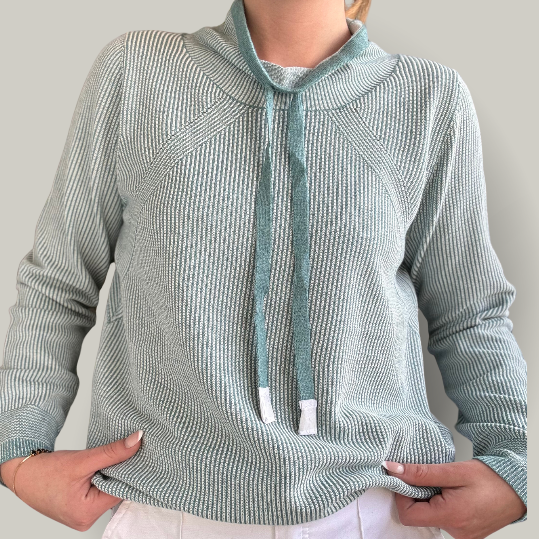 Marble - Subtle Stripe Cowl Neck Sweater