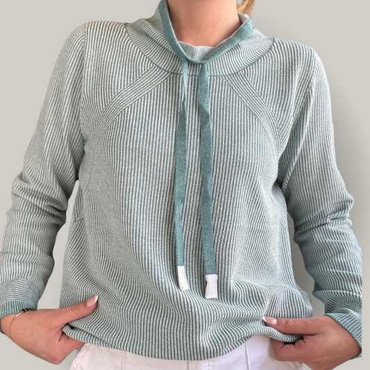 Marble - Subtle Stripe Cowl Neck Sweater