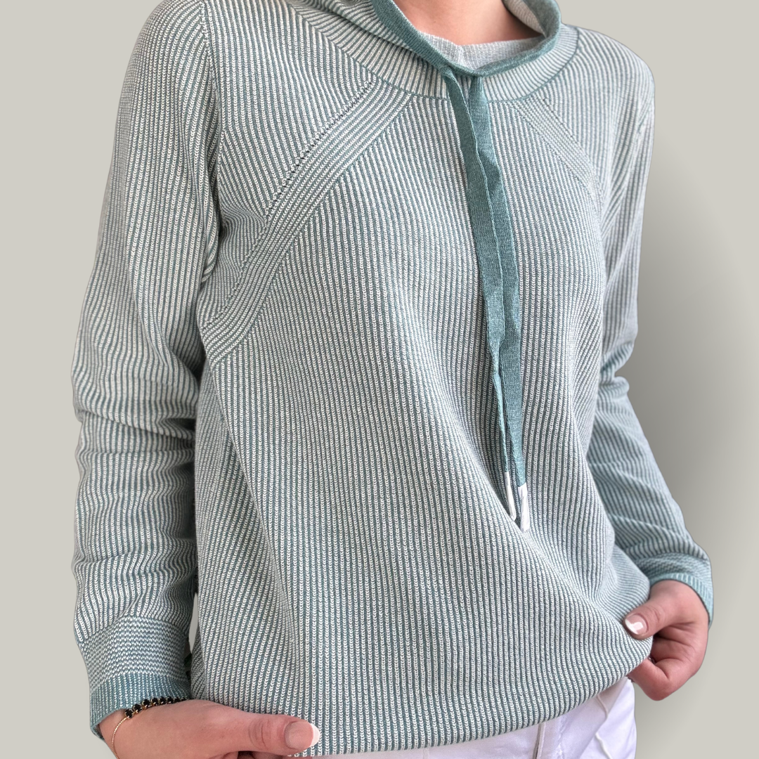 Marble - Subtle Stripe Cowl Neck Sweater