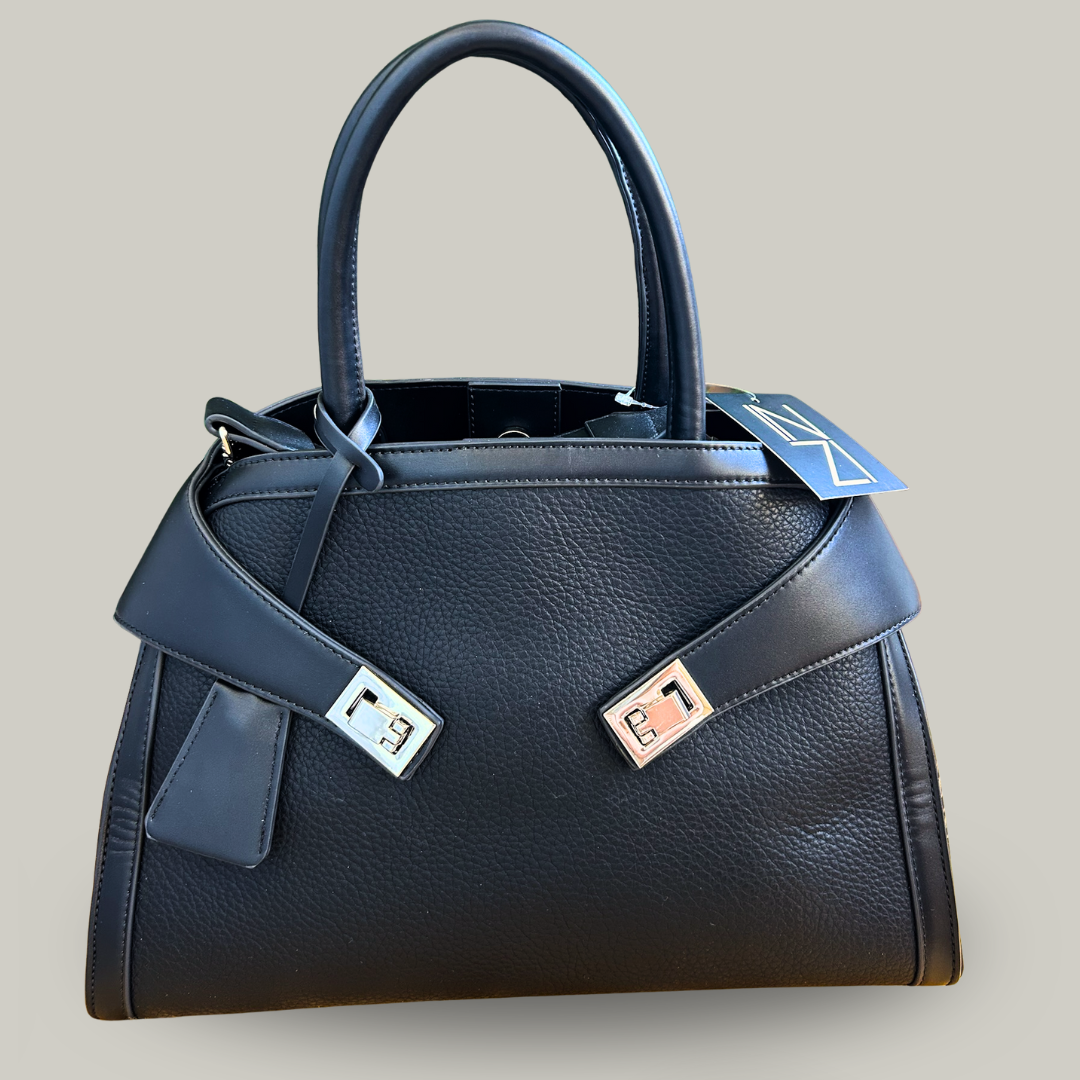 Inzi - Faux Leather and Canvas Mix Handbag