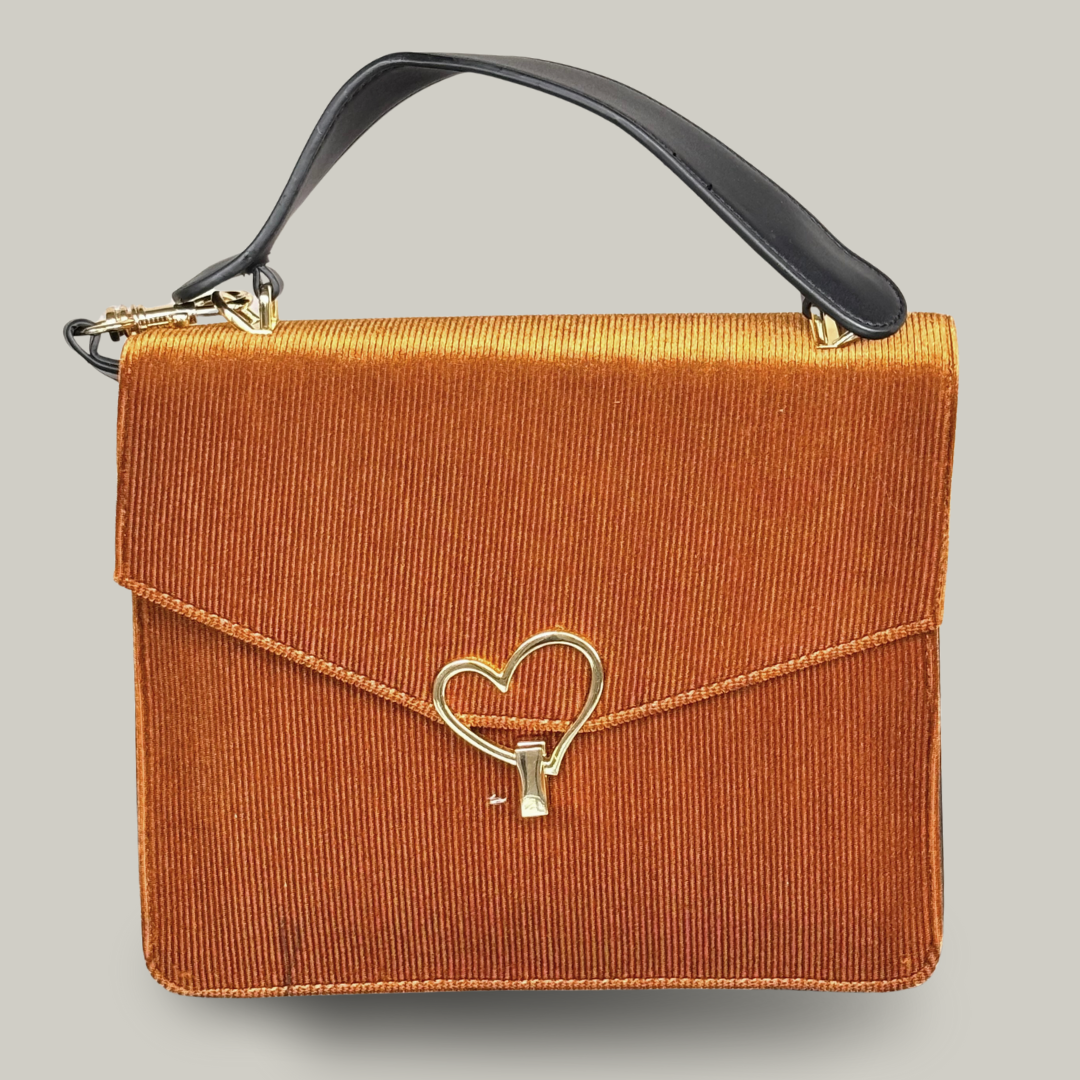 Inzi - Corduroy Heart Clasp Handbag
