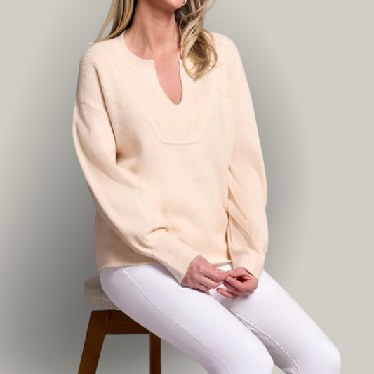Tribal - Mandarin Collar Long Puff Sleeve Sweater