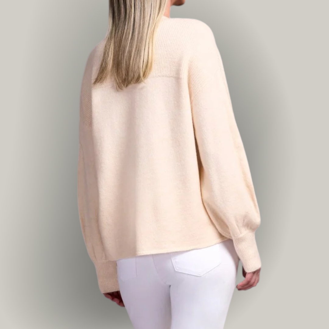 Tribal - Mandarin Collar Long Puff Sleeve Sweater