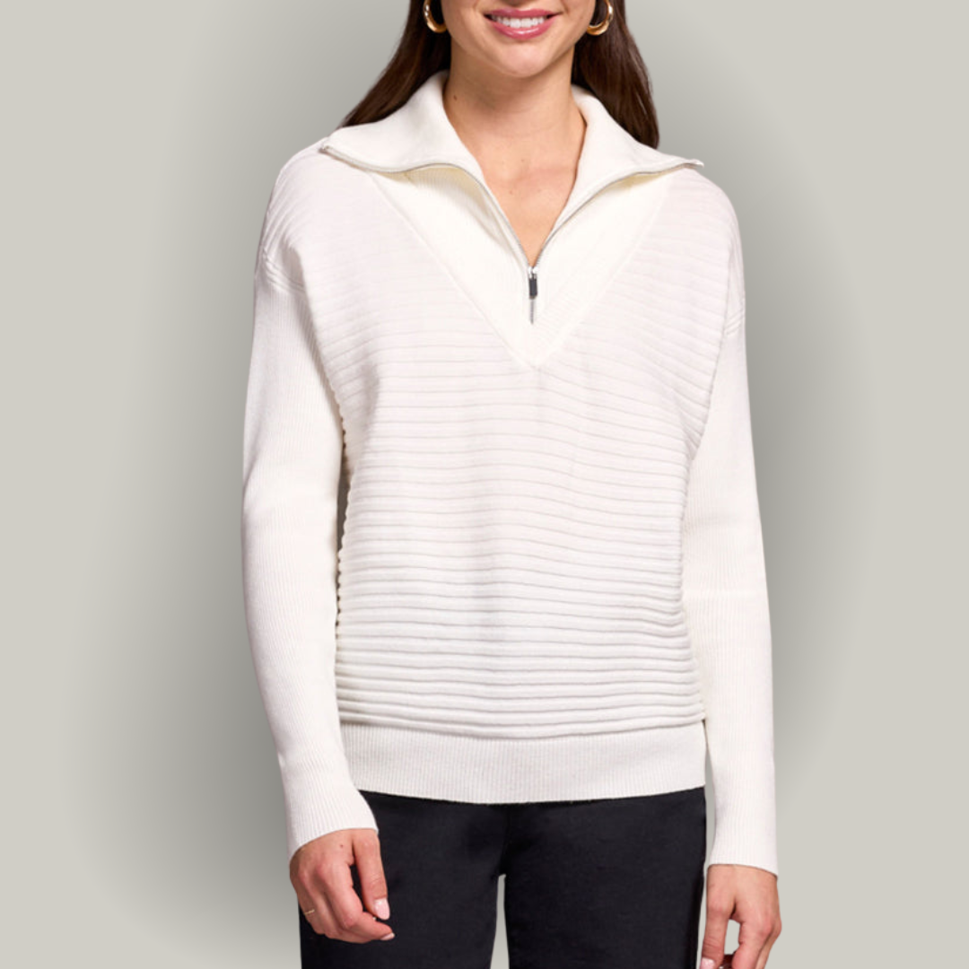 Tribal - Zip-Up V-Neck Sweater