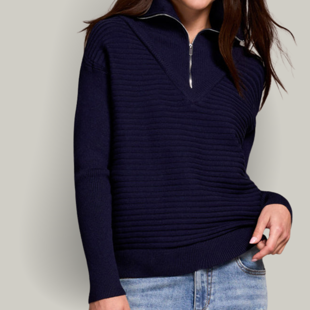 Tribal - Zip-Up V-Neck Sweater