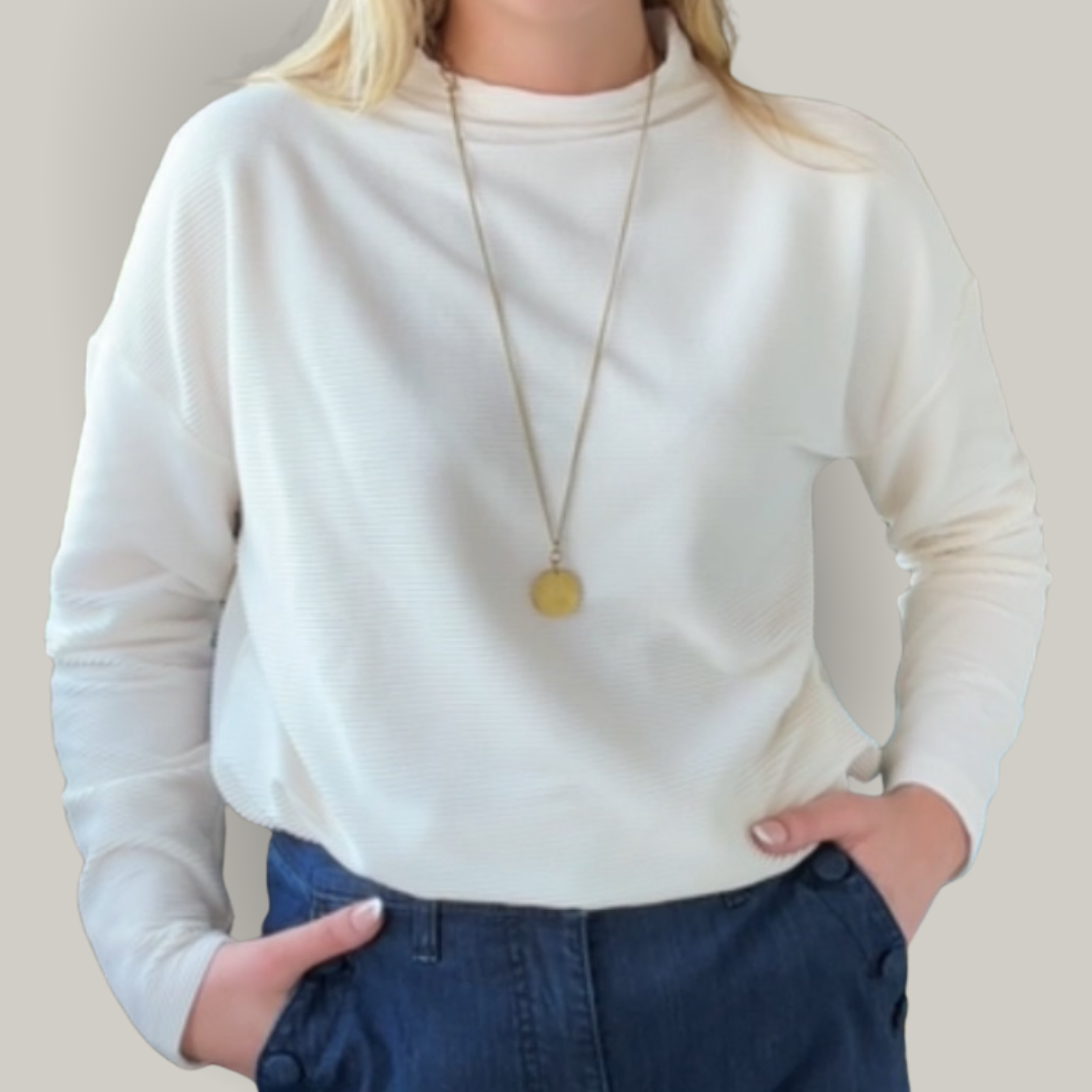 Tribal - Funnel Neck Tunic With Side Slits