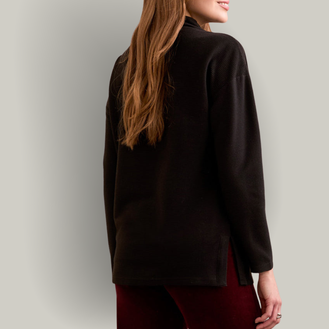 Tribal - Funnel Neck Tunic With Side Slits
