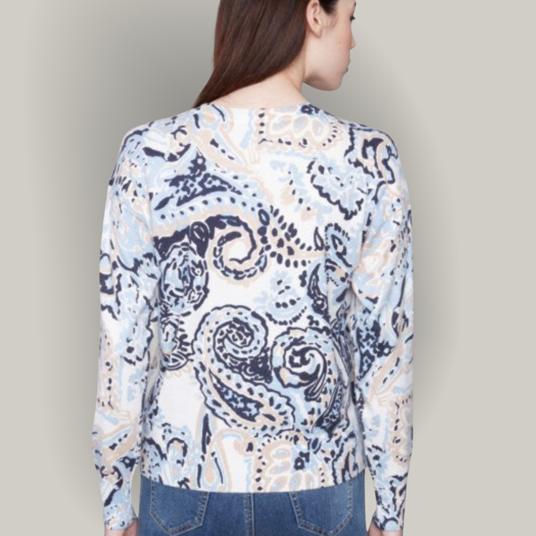 Charlie B - Printed Sweater With Side Buttons
