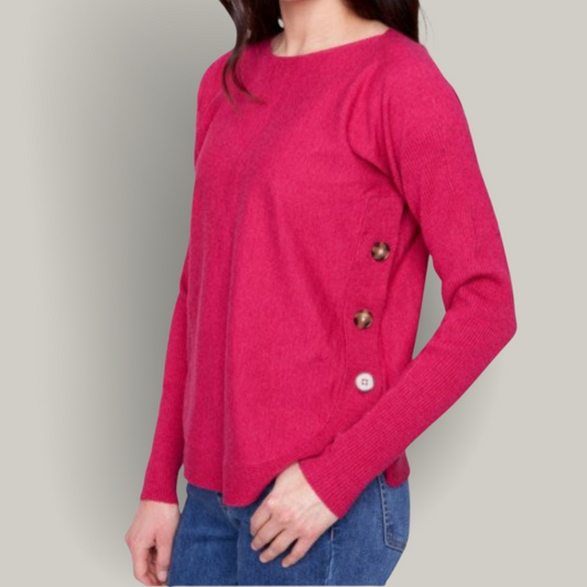 Charlie B - Boat Neck Sweater With Side Button Detail