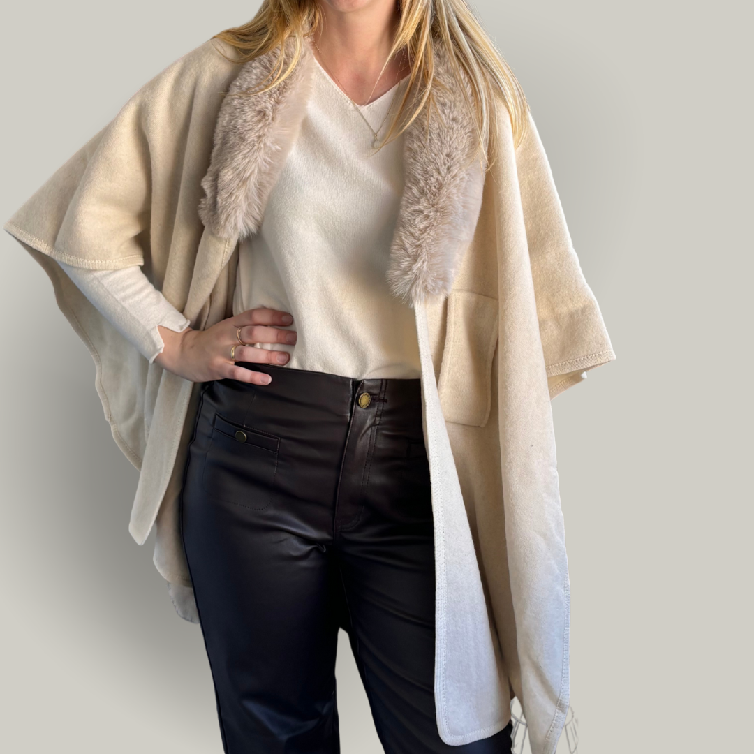 Alina - Faux Fur Collar Cape
