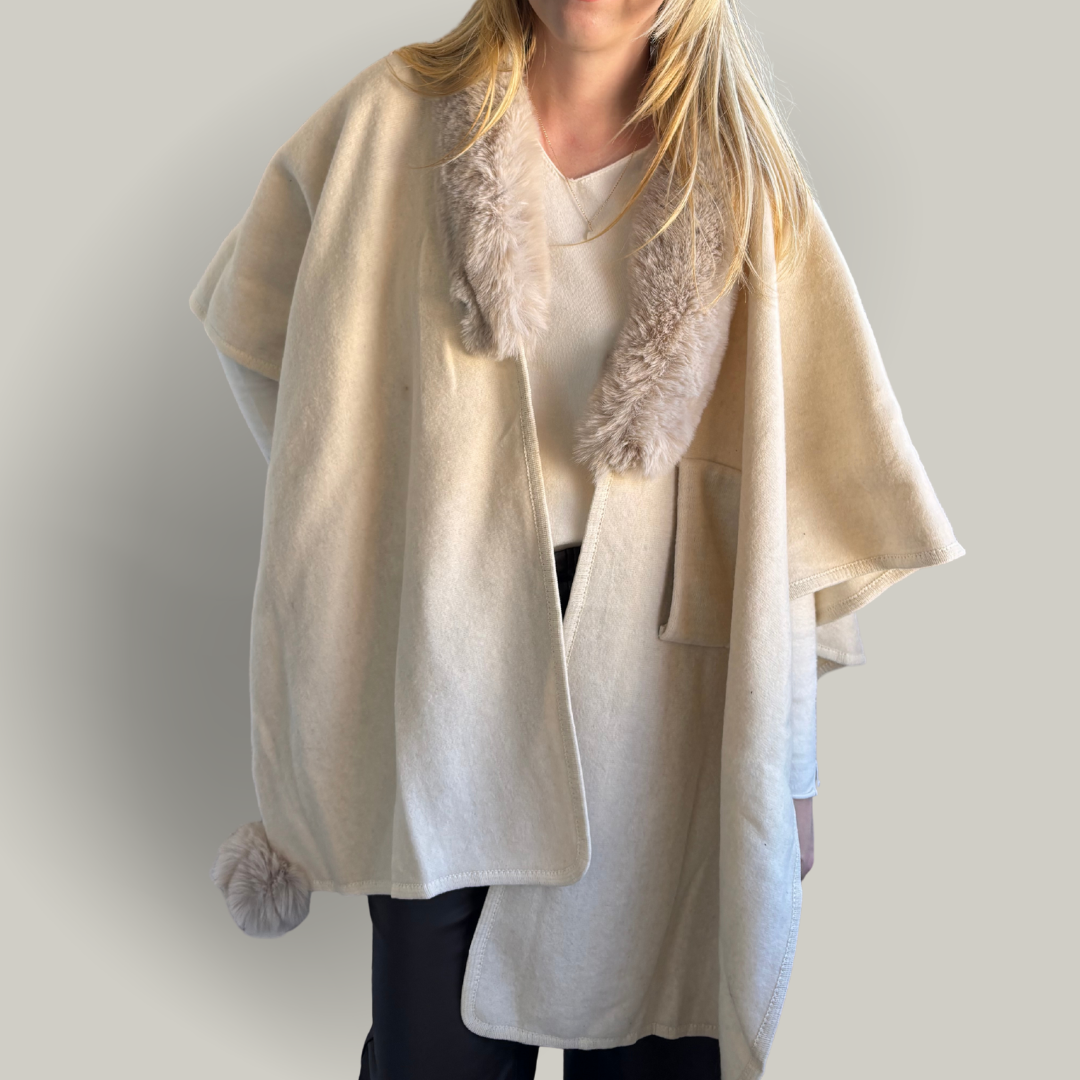 Alina - Faux Fur Collar Cape