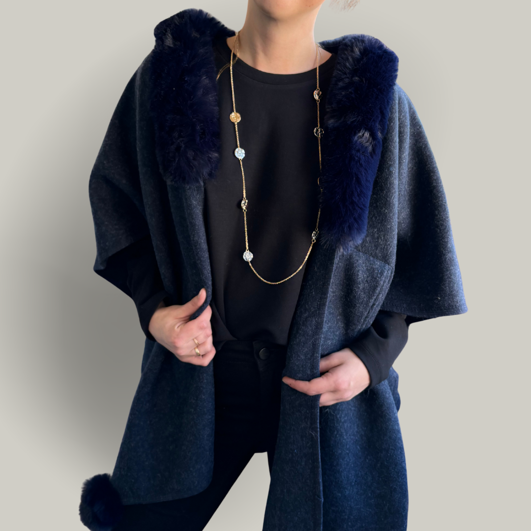 Alina - Faux Fur Collar Cape