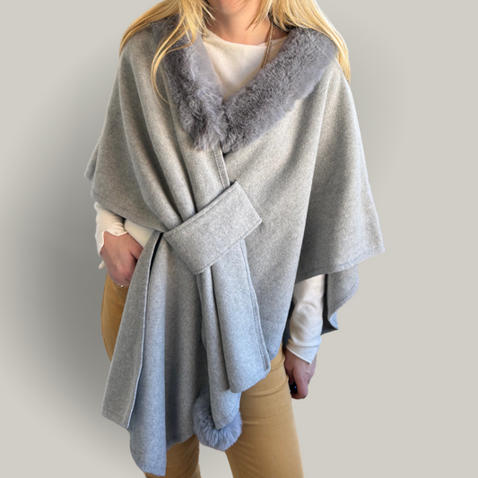 Alina - Faux Fur Collar Cape