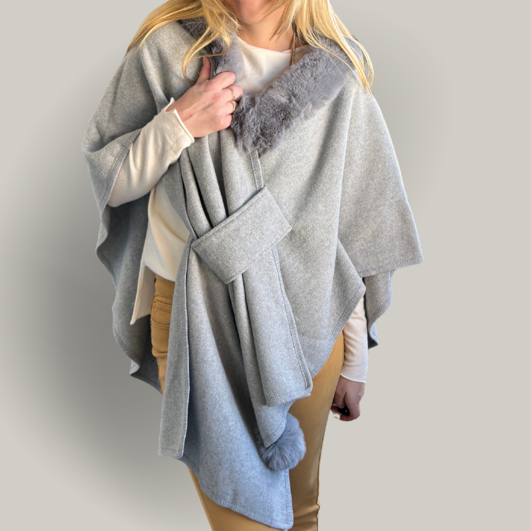 Alina - Faux Fur Collar Cape
