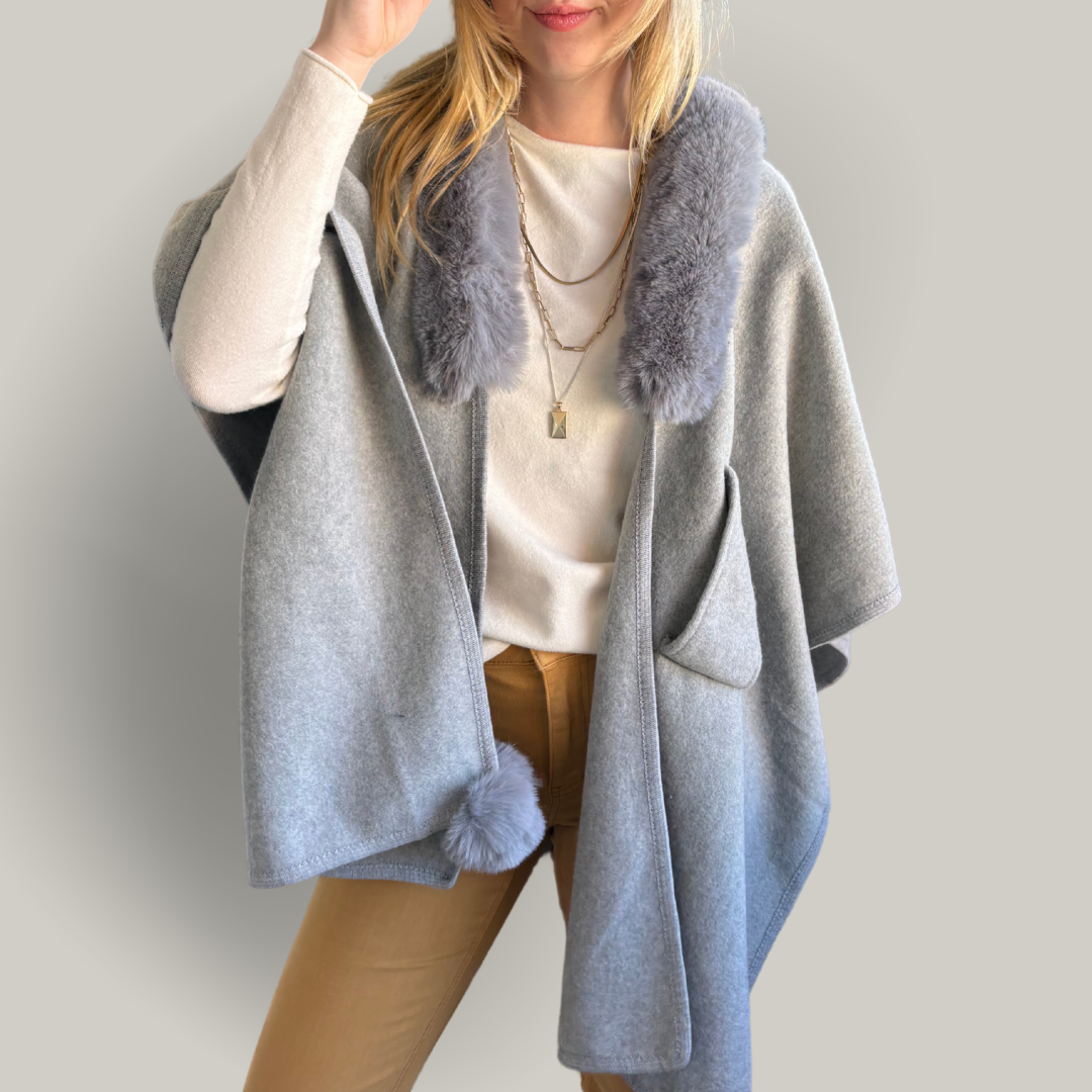 Alina - Faux Fur Collar Cape