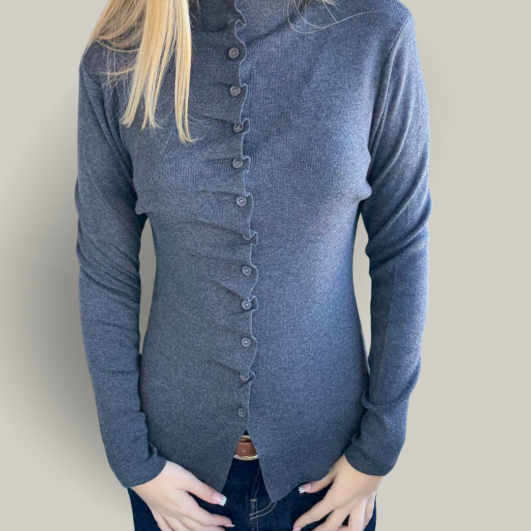Elena Wang - Ruffle Front Cardigan