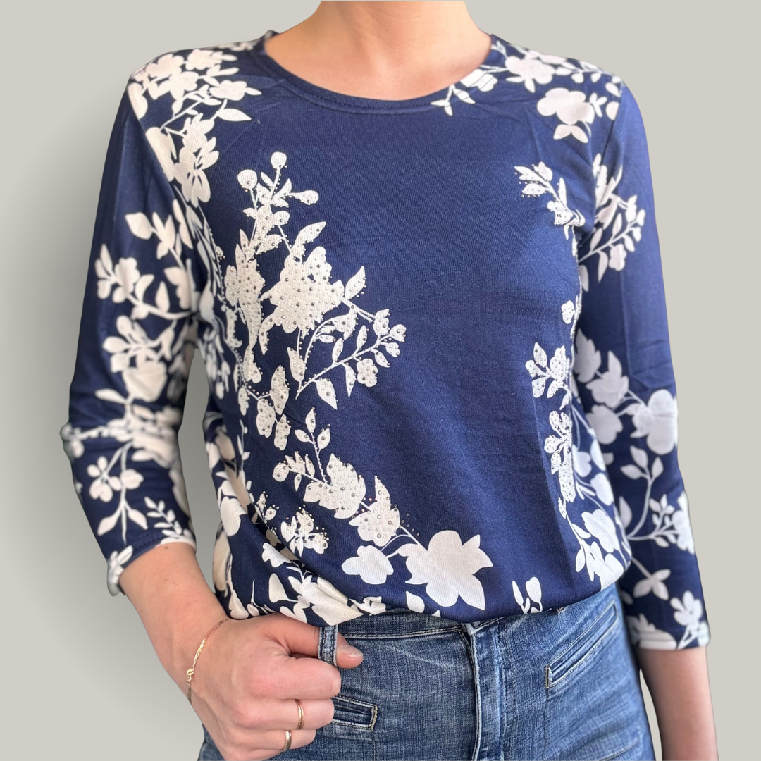 Alina - Floral Patterned 3/4 Sleeve Top
