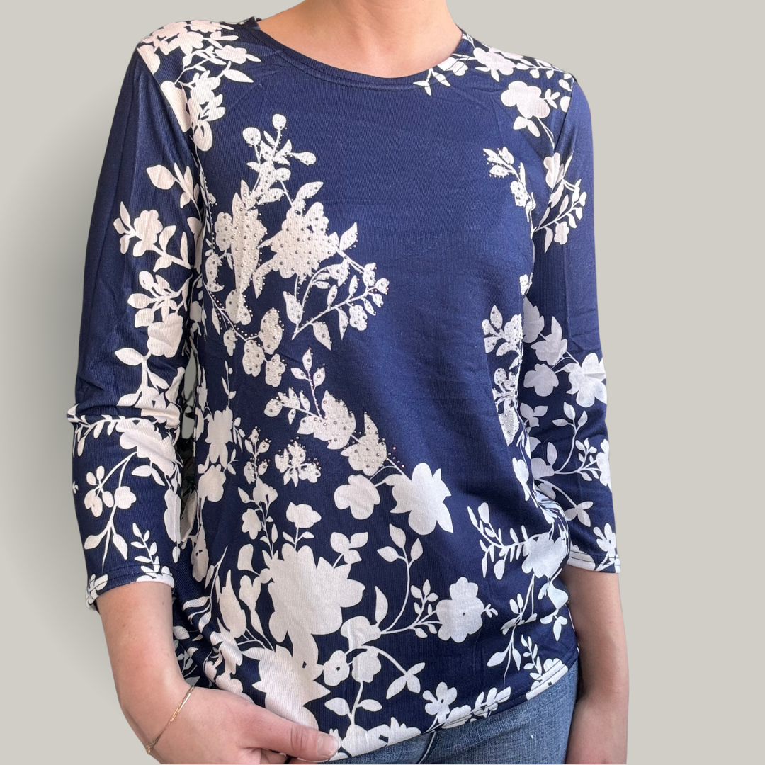 Alina - Floral Patterned 3/4 Sleeve Top