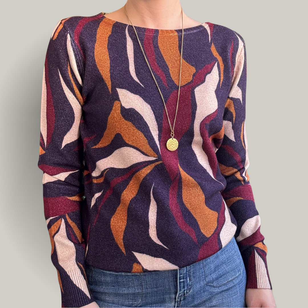 Carreli - Patterned Round Neck Sweater