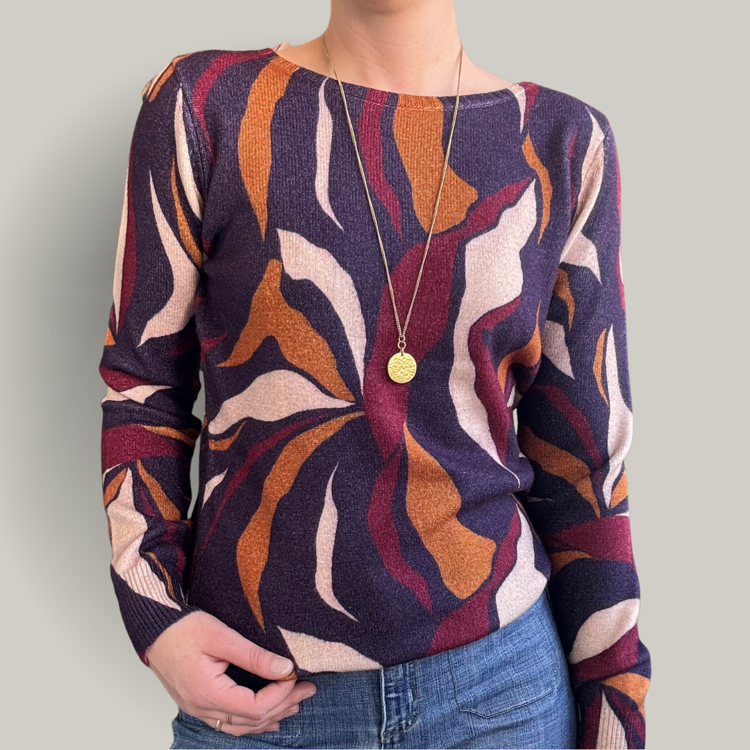 Carreli - Patterned Round Neck Sweater