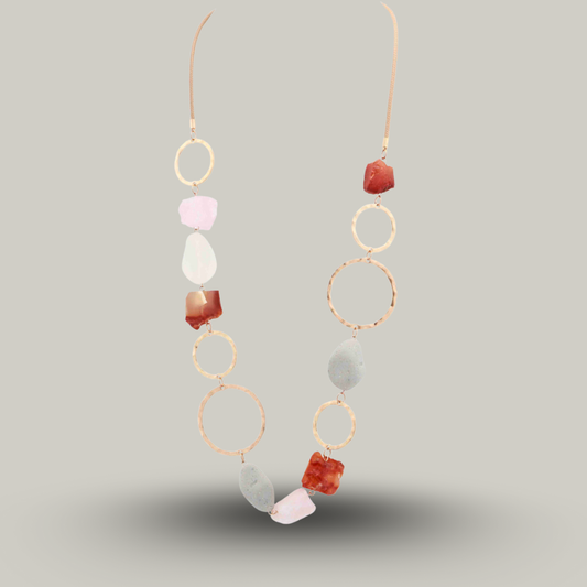 Merx - Gold Rings & Crystal Quartz Necklace