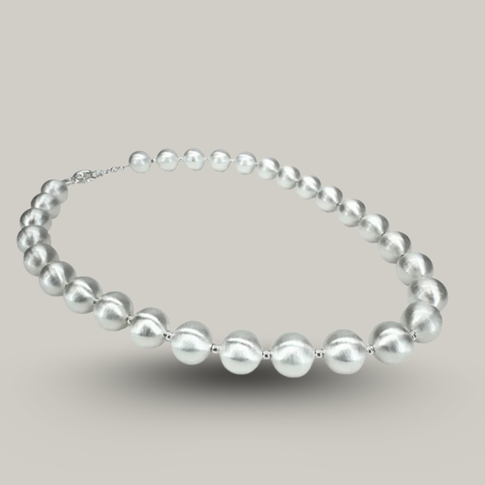 Jacqueline Kent - Brushed  Platinum Pearl Necklace