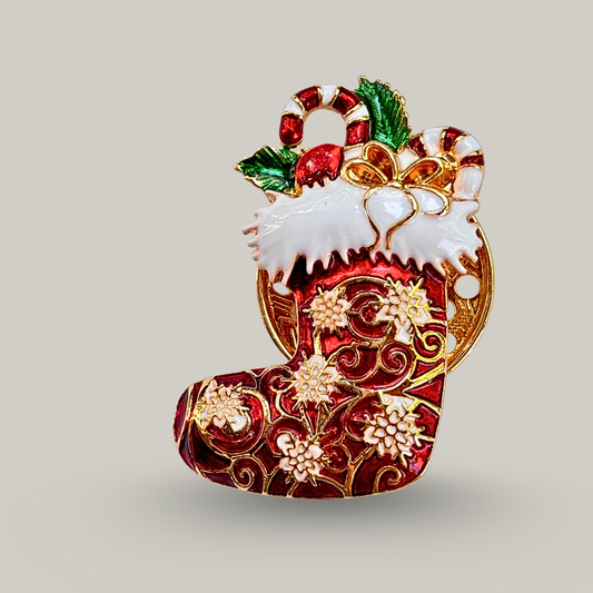 Red Coral - Magnetic Stockings Brooch