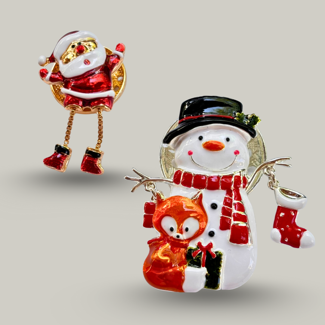 Red Coral - Magnetic Santa Brooch