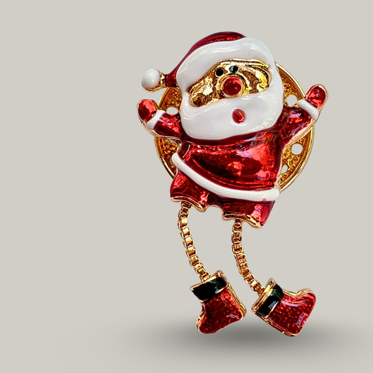 Red Coral - Magnetic Santa Brooch