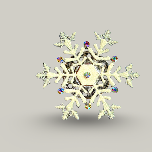 Red Coral - Magnetic Snowflake Brooch