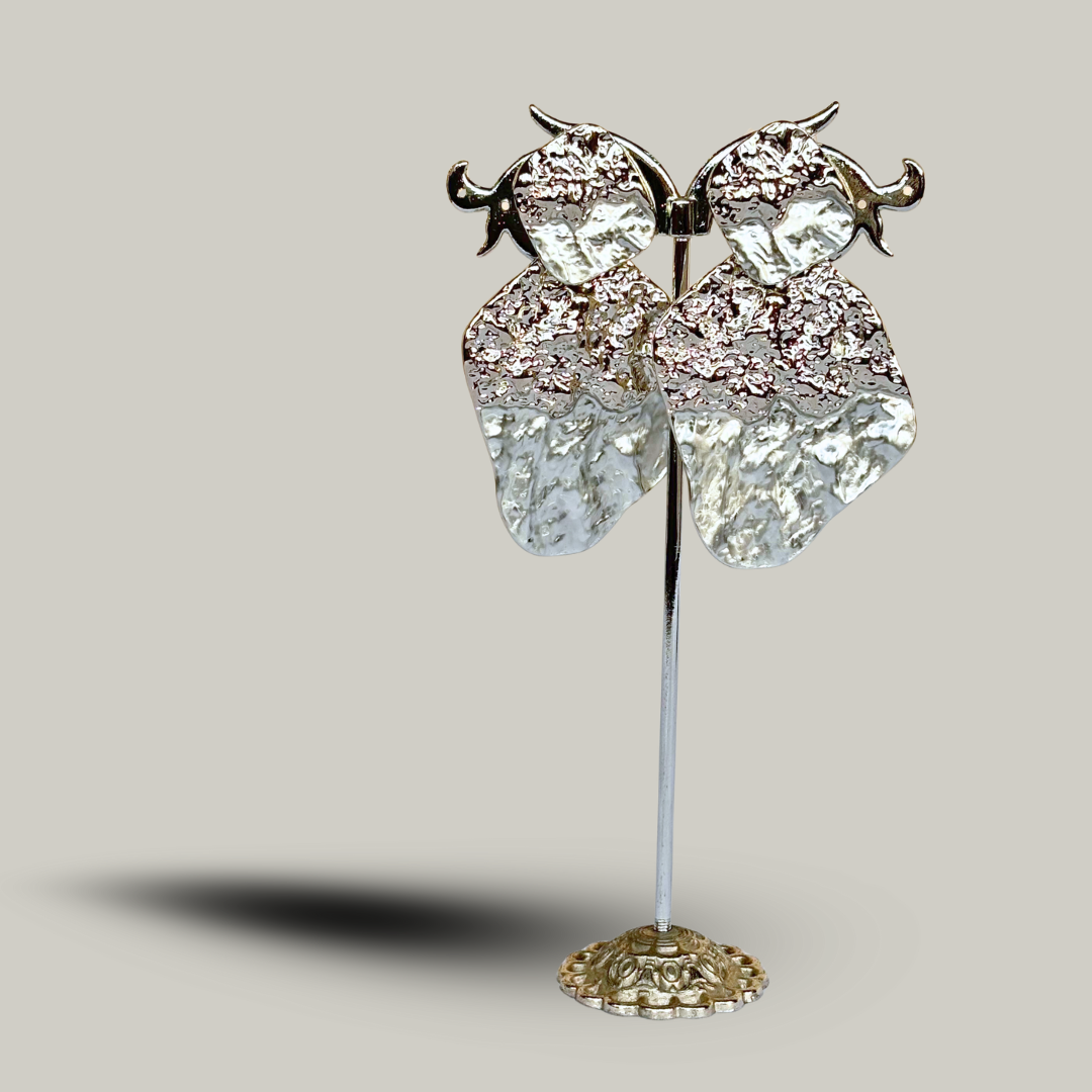 Fashion Jewelry - Two-Toned Textured Earrings
