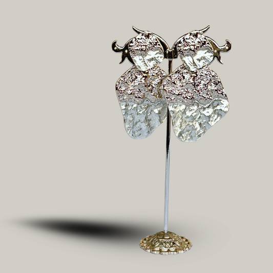 Fashion Jewelry - Two-Toned Textured Earrings