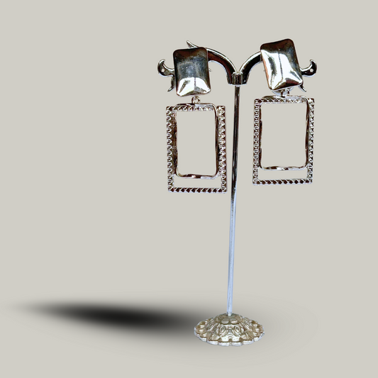 Fashion Jewelry - Double Square Clip-On Earrings