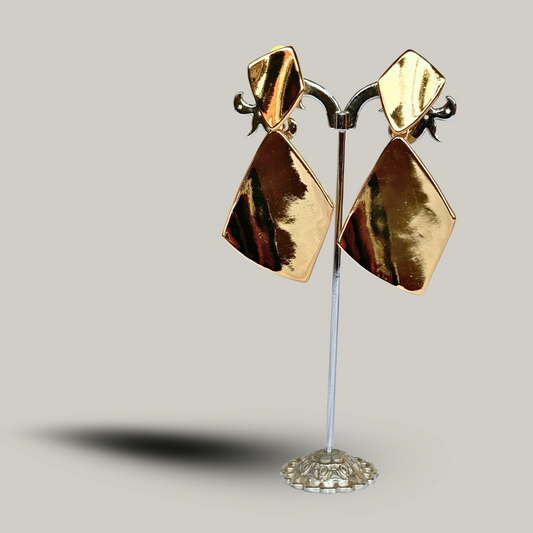 Fashion Jewelry - Double Diamond Clip-On Earrings
