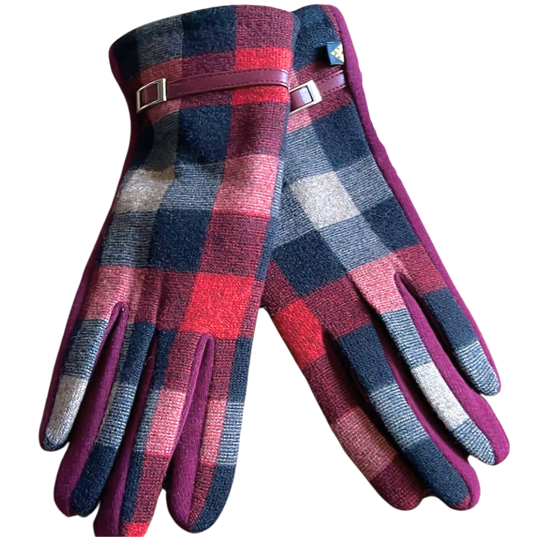 Auclair - Plaid gloves with Belt detail on Wrist