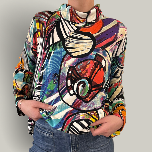 Orientique - Patterned Cowl Neck Top
