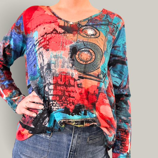 Orientique - Organ Cotton V-Neck Top