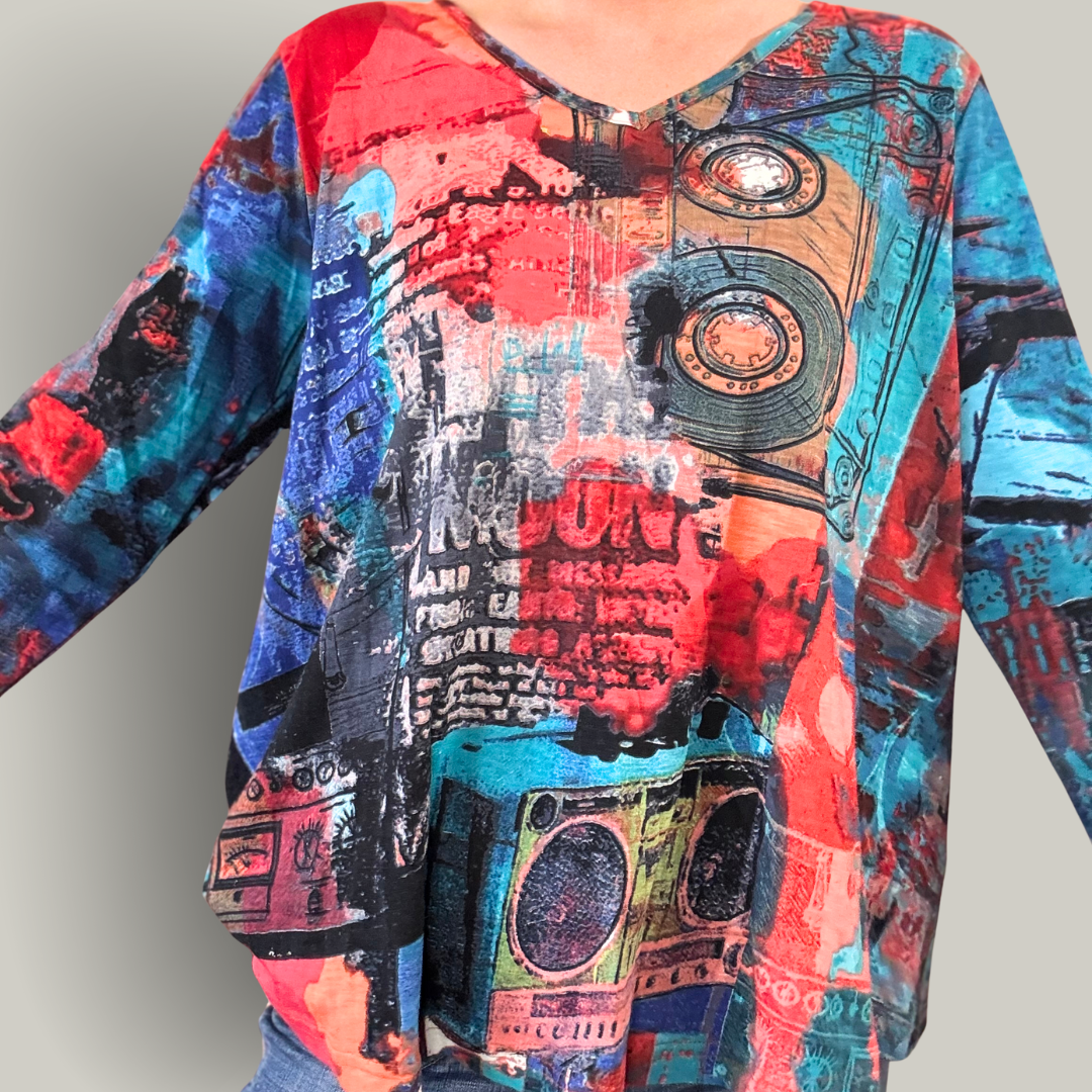 Orientique - Organ Cotton V-Neck Top