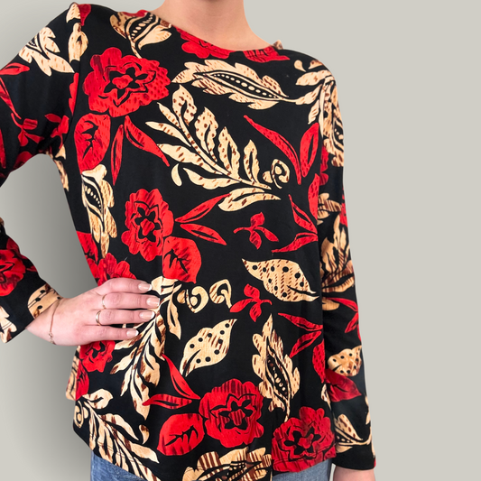 Orientique - Floral Patterned Long Sleeve Top