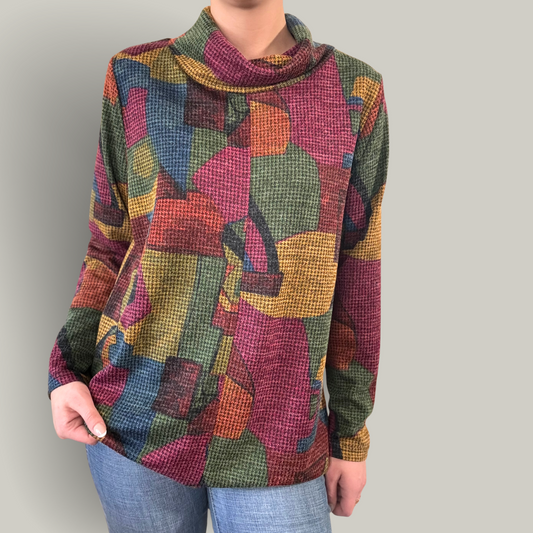 Lasania - Cowl Neck Patterned Top