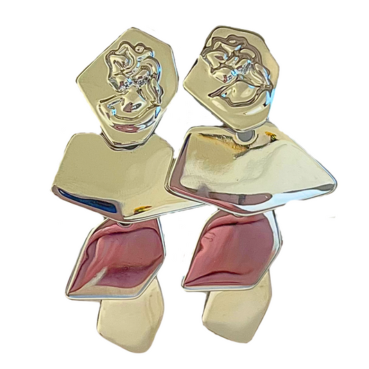 Audreys - Silver Stacked Face Earrings