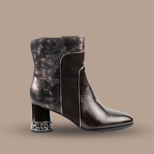 Little Empresses - Mid-Heel Faux Leather Booties