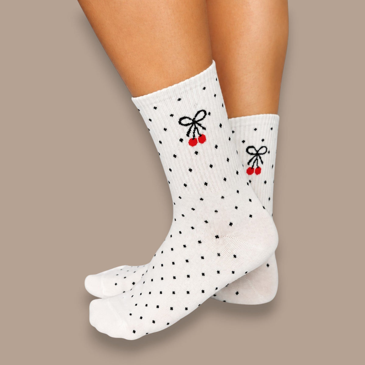 LimLim - Polka Dot Cherry Crew Socks