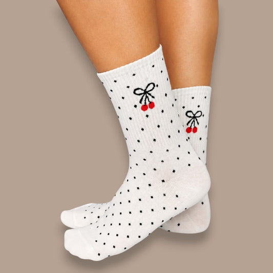 LimLim - Polka Dot Cherry Crew Socks