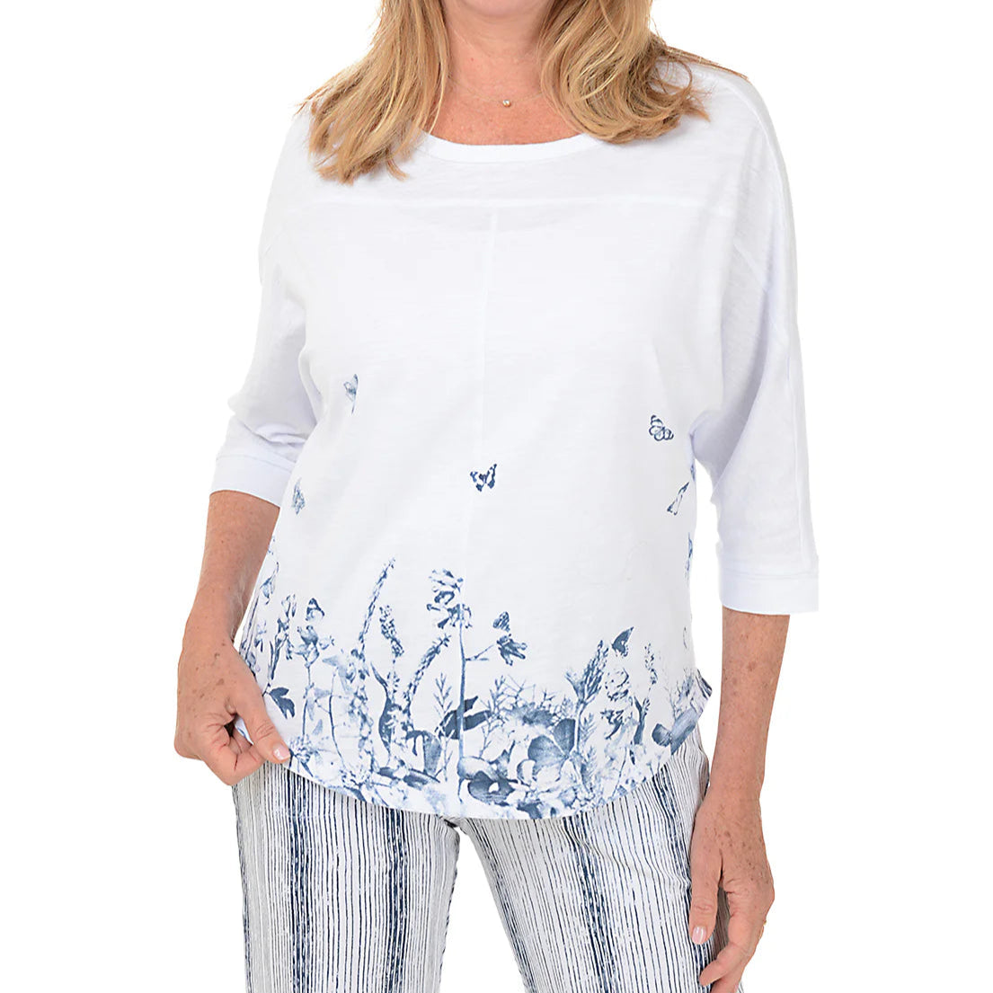 Wild Palms - Butterfly Floral Dolman Sleeve Top