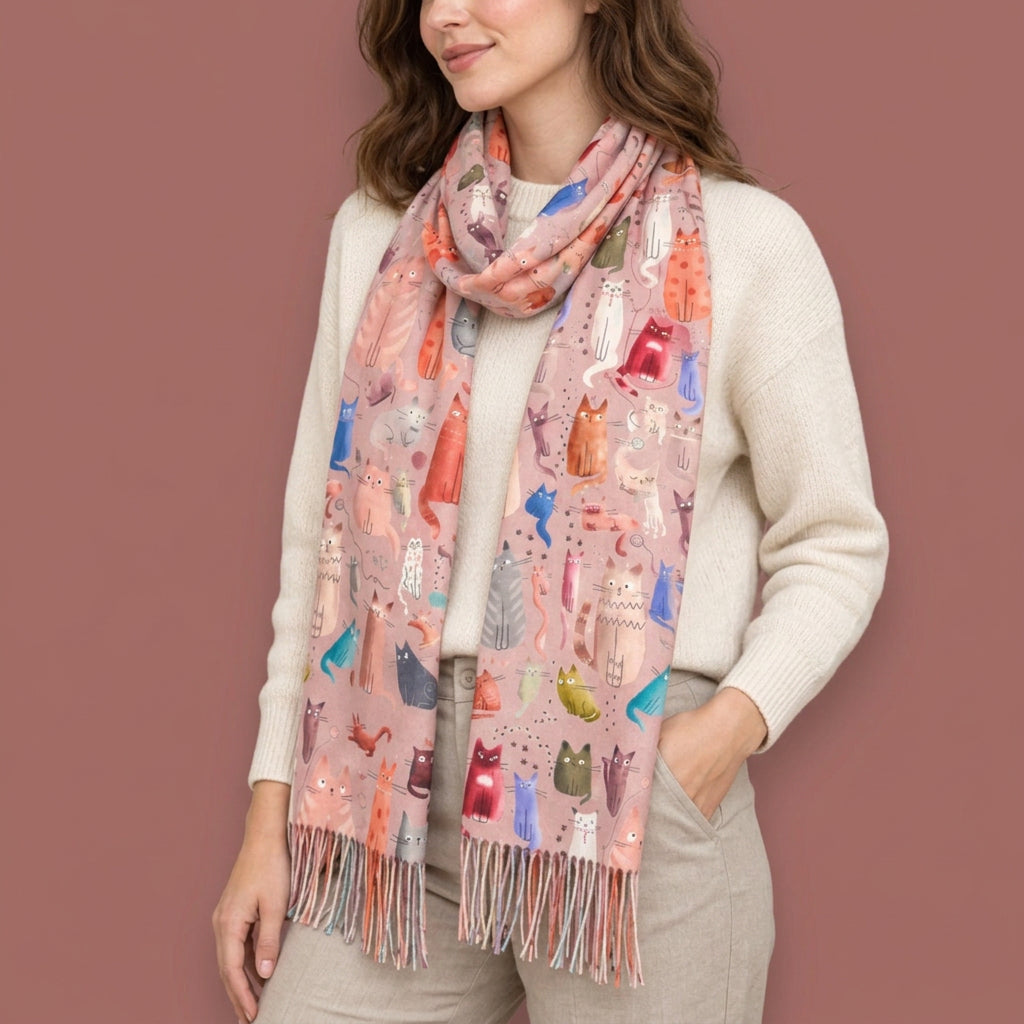 Audrey's - Playful Feline Print Scarf